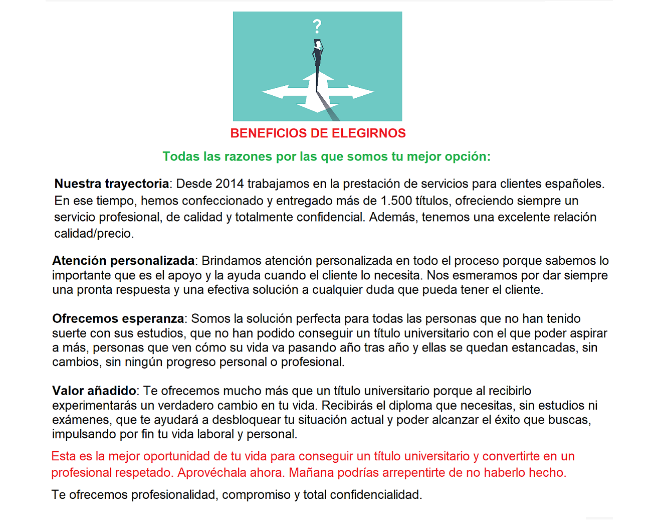 beneficios de eligirnos